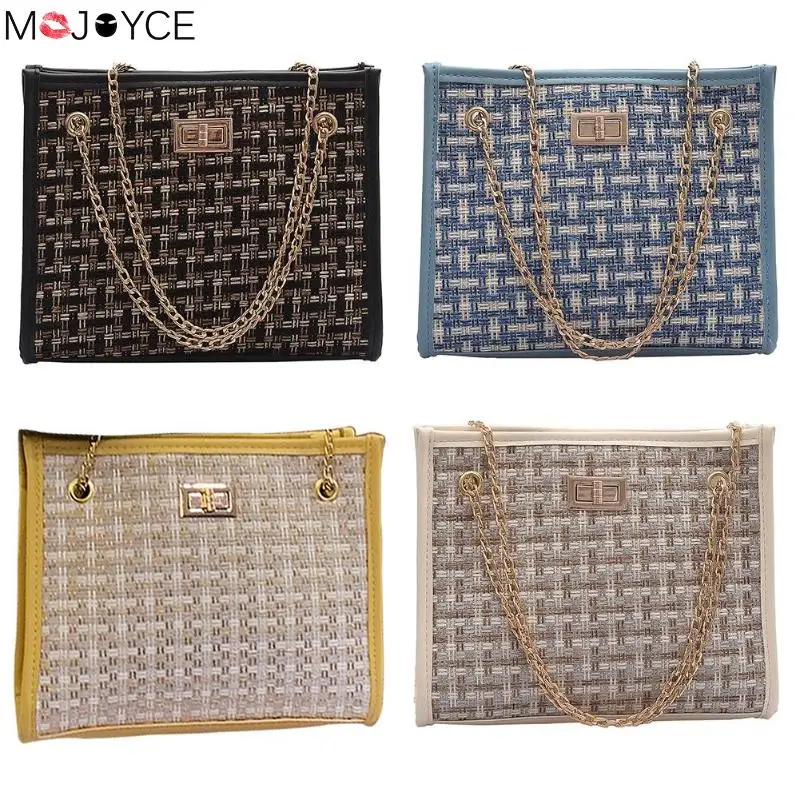 

2pcs/set Women Fashion NewBags Large Shoulder Handbags Clutch Straw Women Chain Crossbody Bags bolsa feminina