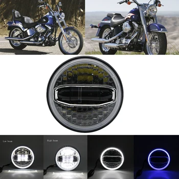 

7 Inch DOT E9 Motorcycle Headlamp with angle eye Led Headlight 7inch Headlamps for Jeep For Lada Niva 4x4 Led Headlights