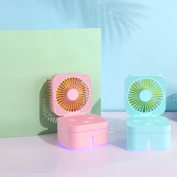 

Electric Cooling Fan Mini Rubik's cube humidifying small fan with atmosphere lamp mini office home desktop spray fan humidifier