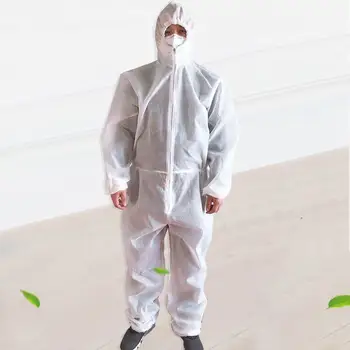 

Unisex Disposable Non Woven Hood Factory Hospital Waterproof Protection Coverall Waterproof PE Coated Gown