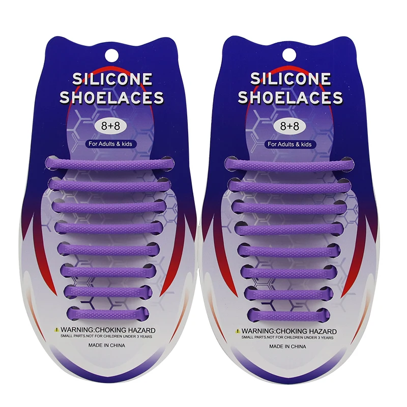 16 шт./партия, силиконовые шнурки, эластичные шнурки для обуви, специальные шнурки без шнуровки для мужчин и женщин, резиновые шнурки на шнуровке, 12 цветов - Цвет: Фиолетовый