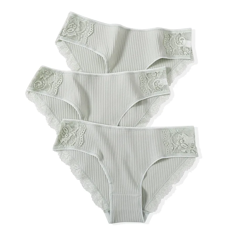 Green 3PCS Женские трусики, Мягкое хлопковое нижнее белье, дышащие трусы для женщин, сексуальные трусики с низкой посадкой, 1 шт., прочные трусики бикини женские, дропшиппинг - Цвет: Green 3PCS