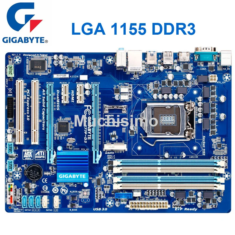 Материнская плата ПК Gigabyte GA-Z77P-D3 LGA 1155 DDR3 Z77P-D3 платы HDMI USB2.0 USB3.0 32GB Z77 ремонт настольных материнских плат