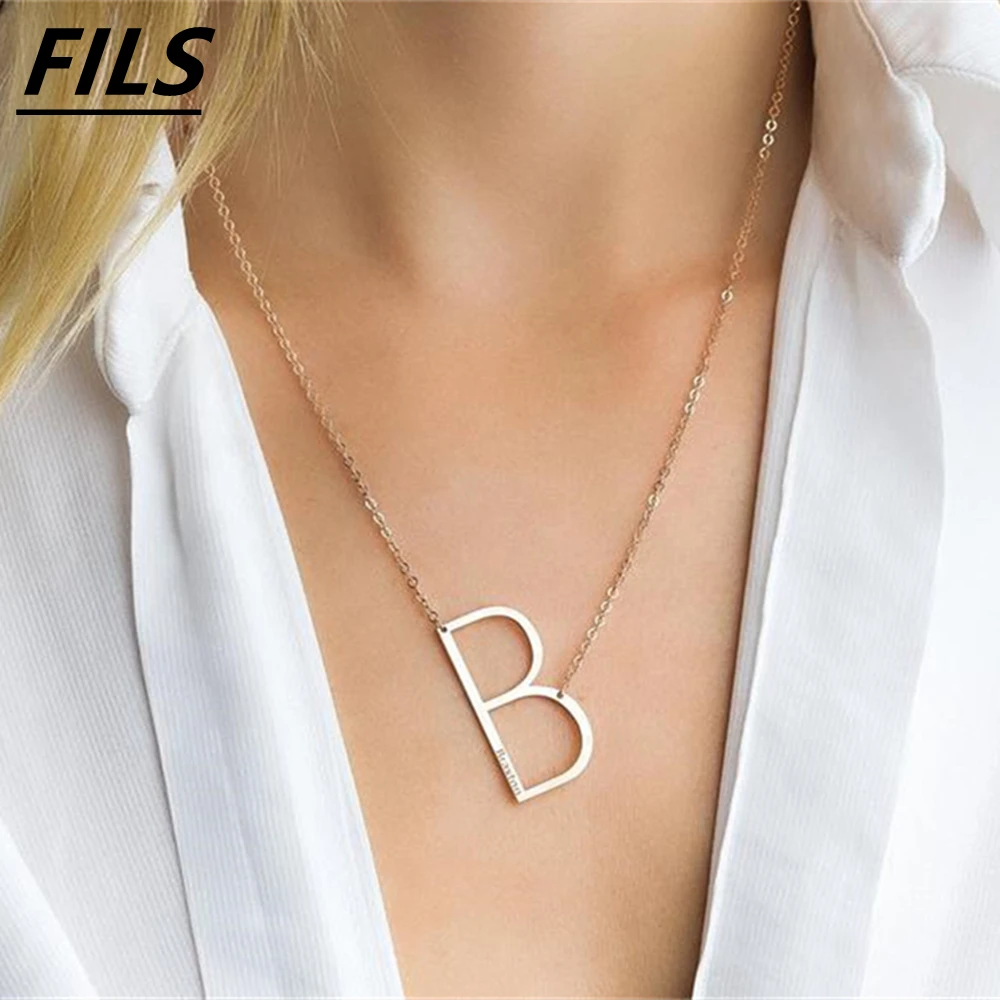 

Fils Large Initial Necklace 100% Stainless Steel Jewelry Big Letter Necklace For Women A-Z Gold Necklace Monogram Necklace Gifts