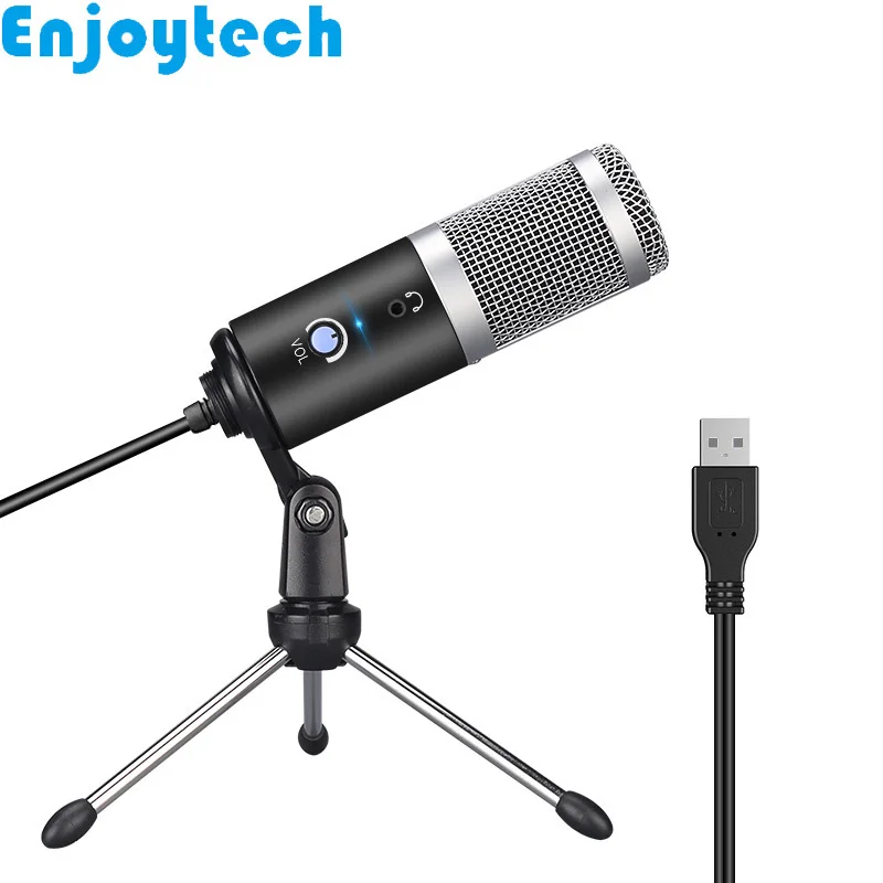 

New Arrival Live Streaming Condenser Microphones with USB Interface Mini Tripod for PC Laptop Computers MIC for Bloggers
