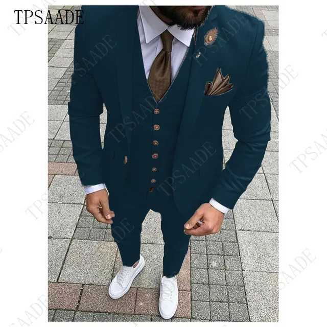 Suit 3 TPSAADE мужские костюмы Terno мужской костюм 3 предмета(куртка+ брюки+ жилет) Anzug Herren Ternos Para Hombre Terno Masculino приталенный Блейзер - Цвет: Suit 3