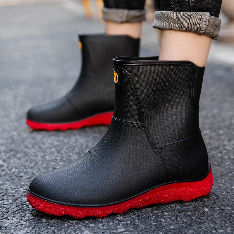 Botas de lluvia de goma para de tacón alto a moda, botines cortos de PVC, antideslizantes, 56 - AliExpress