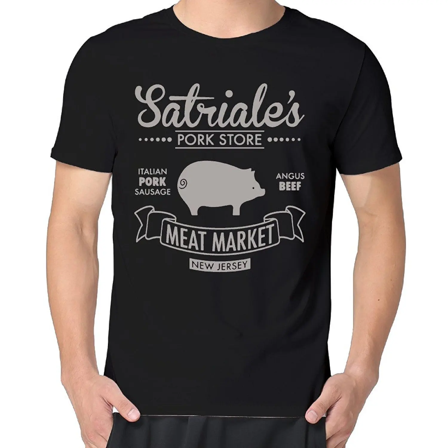FGHFG Men&ampYouth Satriale's Pork Store New Jersey Man Short Sleeve Printing Tshirts Black |
