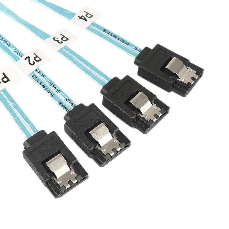 Коммутационный кабель синий V2 для ПК компьютер Mini SAS 4i SFF 8087 36 Pin до 4 SATA 7 контактный