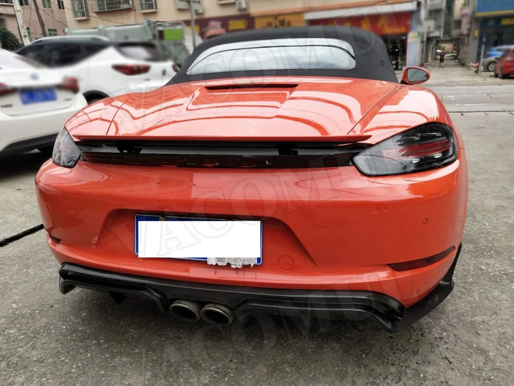 Рассеиватель задней губы из углеродного волокна, спойлер, пригодный для Porsche 718 Cayman Boxster Base S Coupe Защита бампера автомобиля