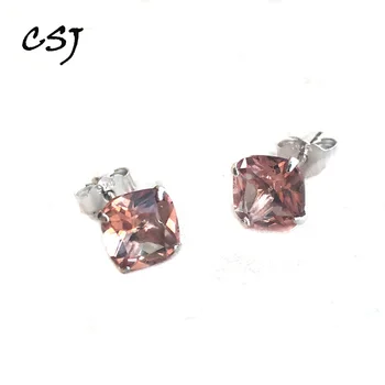 

CSJ Simple Created Diaspore Zultanite Stud Earrings Sterling 925 Silver Fine Jewelry Women Lady Wedding Engagment Party Gift