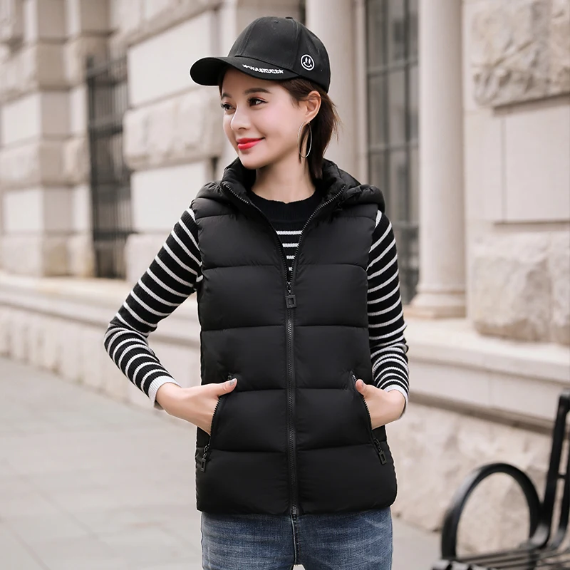 Hooded vest plus size women vest down jacket tank tops winter vest for  women sleeveless jacket female autumn plus size waistcoat - AliExpress