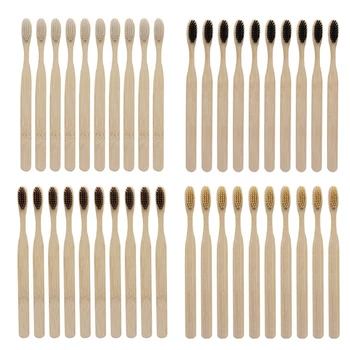 

10PCS Environmentally Wood　Bamboo ToothBrush Bamboo Fibre Wooden Handle Tooth brush Whitening