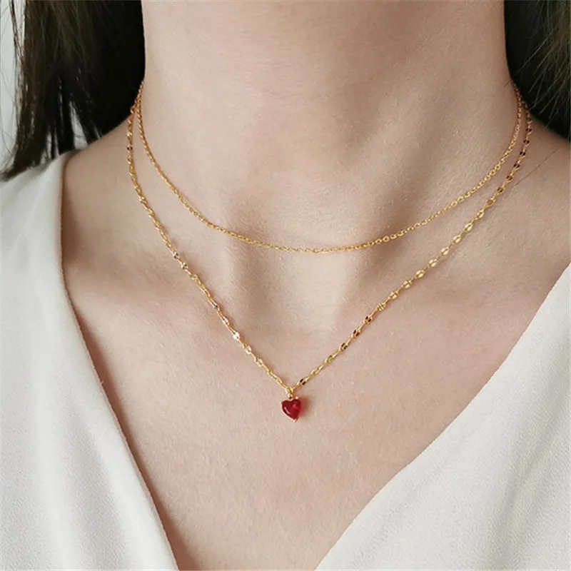 European Simple Red Heart Crystal 