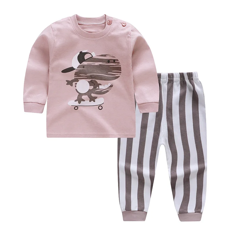 Style 1 Loozykit/Новинка года; Стильный хлопковый комплект для маленьких мальчиков и девочек; одежда для малышей с длинными рукавами; осенние штаны; домашний повседневный комплект нижнего белья - Цвет: Style 1