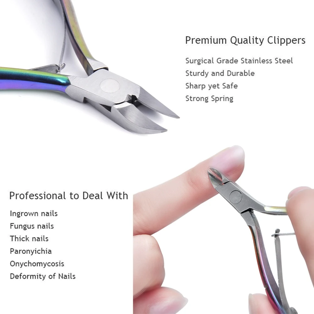 Biutee 2 Style Nail Nipper Cutters Rainbow Tweezer Clipper Stainless Steel Nail Clipper Dead Skin Remover Edge Cutter Nail Tool