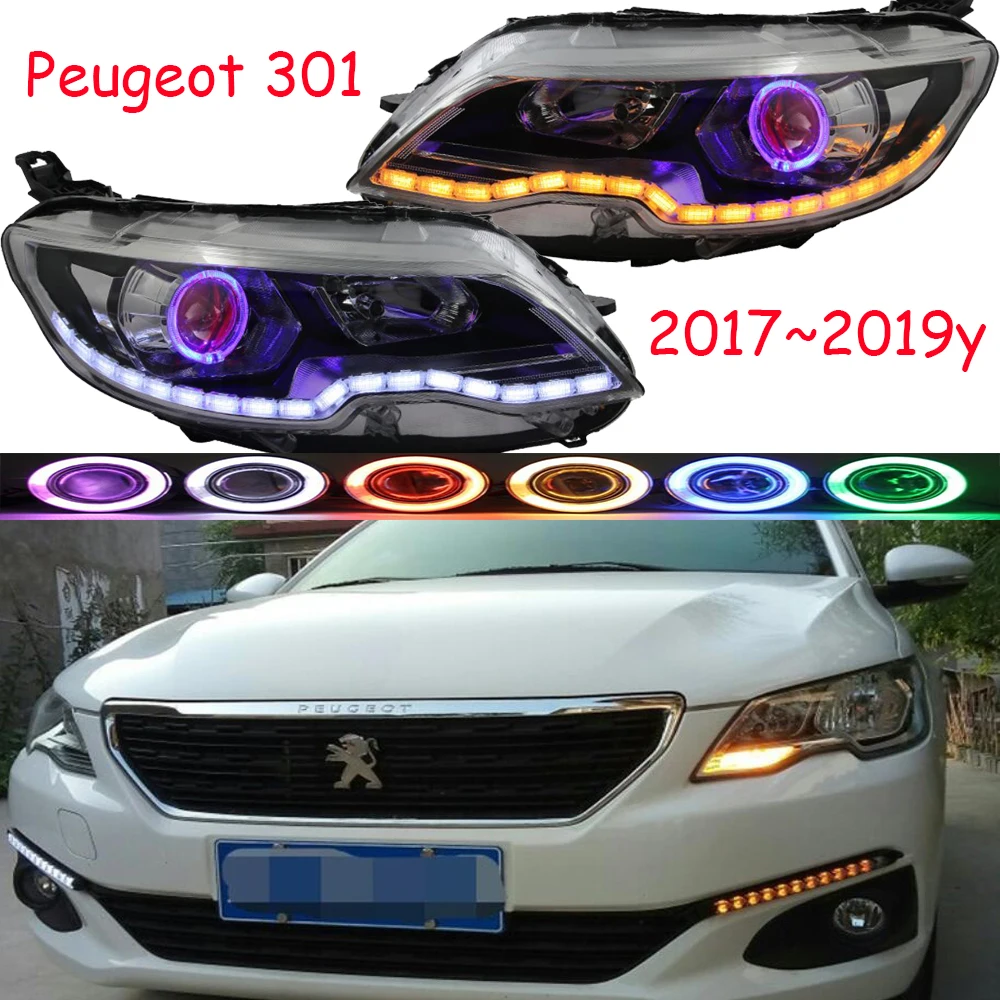 

2017~2018y car bupmer head light for Peugeot301 headlight 301 car accessories LED DRL HID xenon fog for 301 headlamp8 fog light