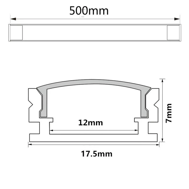 2-28 sets / pack 0.5m 12mm perfil aluminio for 5050 5630 LED strip aluminum alloy flat shell + PC cover aluminum profile led light led aluminum channel