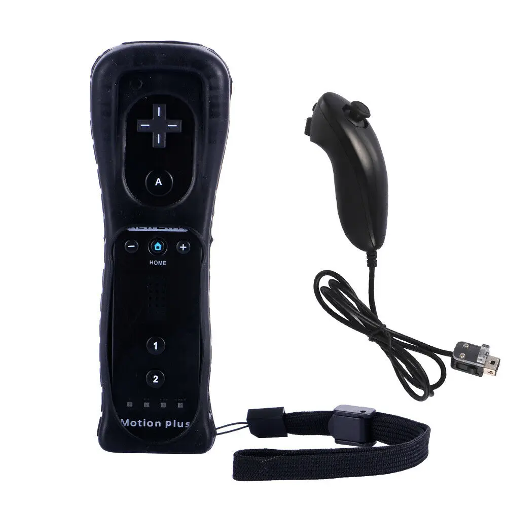 2 в 1 Беспроводное управление со встроенным Motion Plus пульт дистанционного управления для геймпад для Nintendo Wii Bluetooth пульт дистанционного управления для игровой приставки wii аксессуары - Цвет: Black