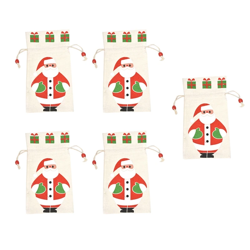 Рождественский Подарочный хлопковый мешочек Конфеты Санта Клаус подарок