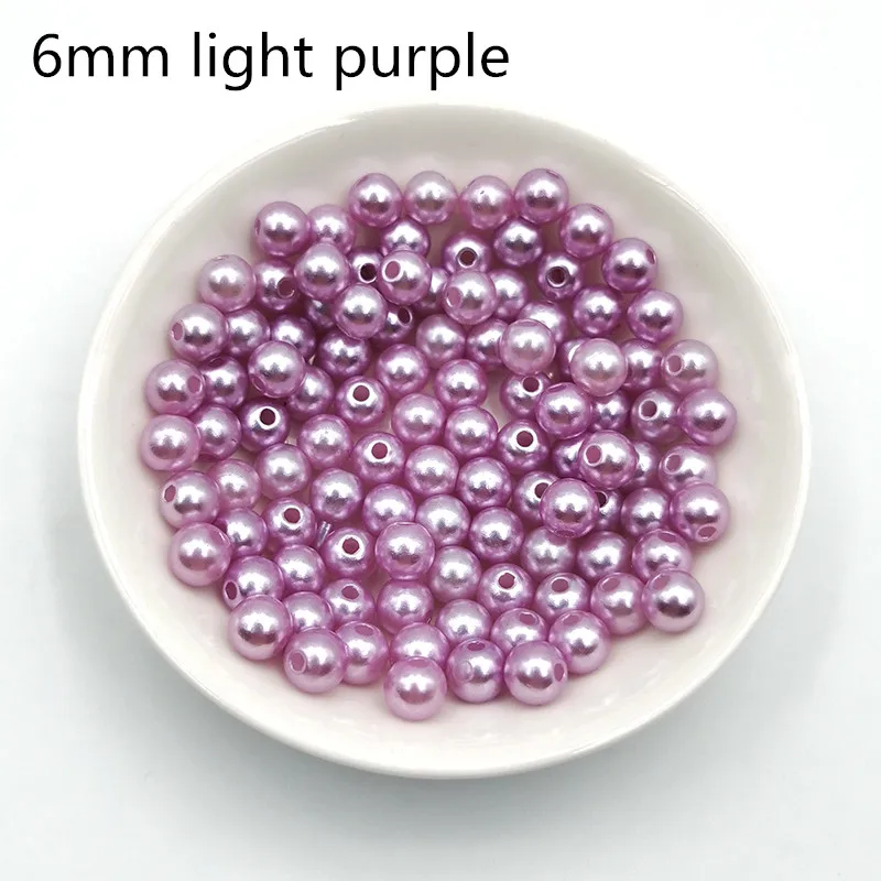 light purple 200 шт./пакет 6 мм отверстие ABS Круглый искусственный жемчуг бусины для шитья одежды ремесла DIY ювелирное ожерелье ручной работы аксессуары для браслетов - Цвет: light purple