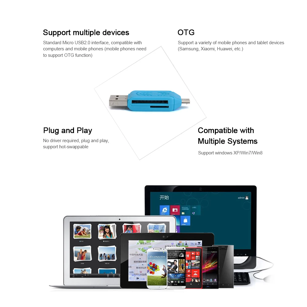 Micro USB устройство для чтения OTG карт памяти 2 в 1|Сетевые хранилища| |