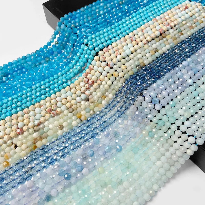 

6mm Natural Stone Beads Round Faceted Amazonite Amethysts Quartz Crytsal Loose Beads for Jewelry Making DIY Accessries 15"