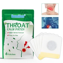 6 Pcs/Bag 100% Herbal Extract Throat Calm Patch Sore Throat Treat Chronic Pharyngitis Dry Itchy Throat Nausea Plaster Healthcare