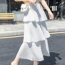 Летние женские юбки в корейском богемном стиле с оборками, Женская пляжная Праздничная юбка в горошек, юбка с высокой талией для женщин