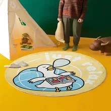 

Nordic Living Room Carpet Goose Printing Thick Area Rugs Non-slip Floor Mats Bedside Round Duck Carpets Fluffy Soft Balcony Rug