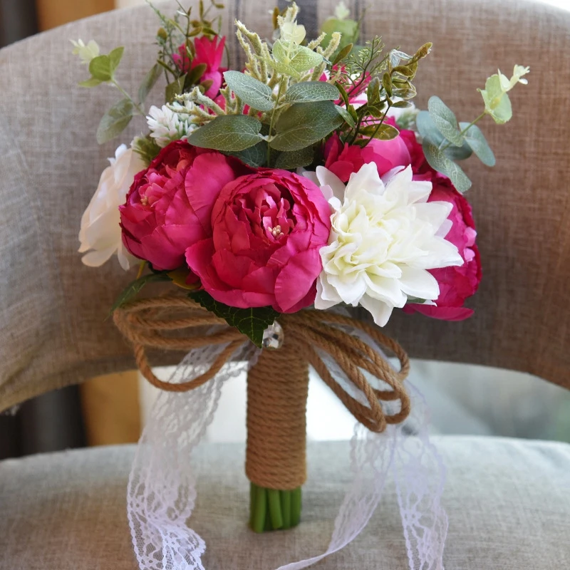 18 шт./лот Искусственные цветы розы свадебный букет белый розовый тайская Королевская роза шелковые цветы для дома украшения Свадебная вечеринка Декор - Цвет: B5