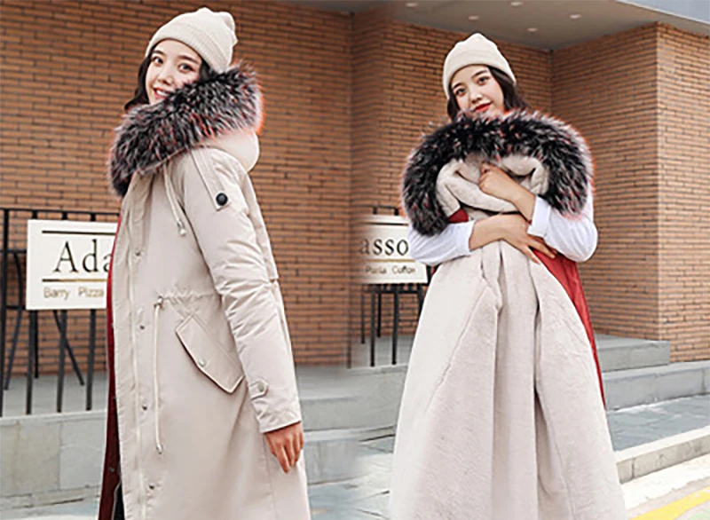 10 градусов зимняя одежда X-long parkas зимняя куртка женская меховая одежда с капюшоном Женская подкладка из искусственного меха плотное зимнее пальто для женщин - Цвет: White