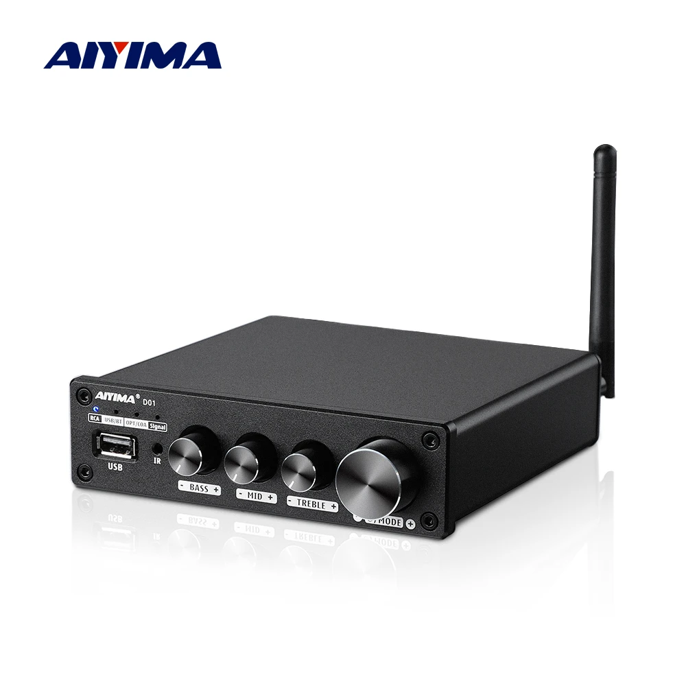AIYIMA аудио D01 стерео усилитель мощности 100 Вт 2 0 Bluetooth звуковой U-disk OPT COAX Настольный
