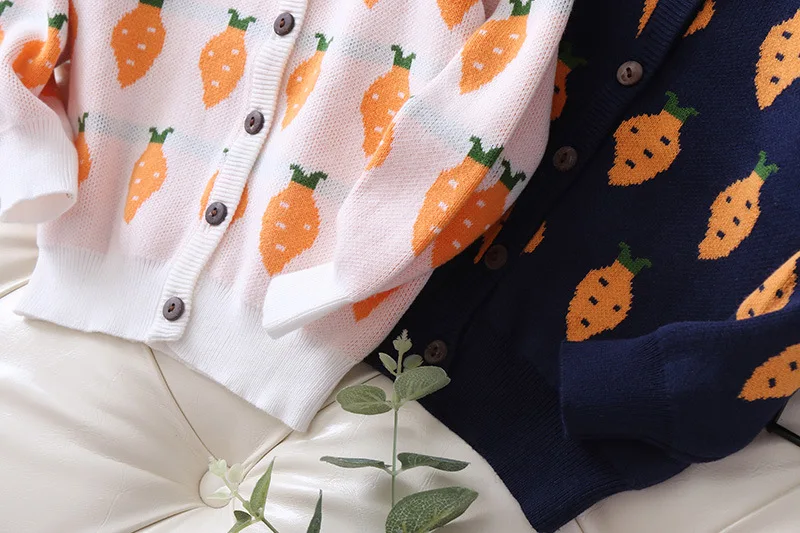 Свитер для девочек, вязаный кардиган, осенняя коллекция года, верхняя одежда, зимний свитер с морковкой, Рождественская одежда для маленьких девочек