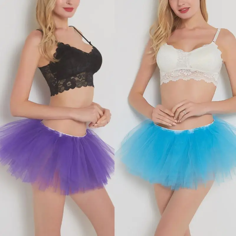 

Classic Retro Women 5 Layers Tulle Ballet Dance Puffy Skirt Candy Color Cake Mini Dress