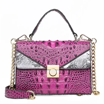 

Bags 2019 New European and American fashion women's bags diagonal shoulder bag women chain small square bag crocodile pattern