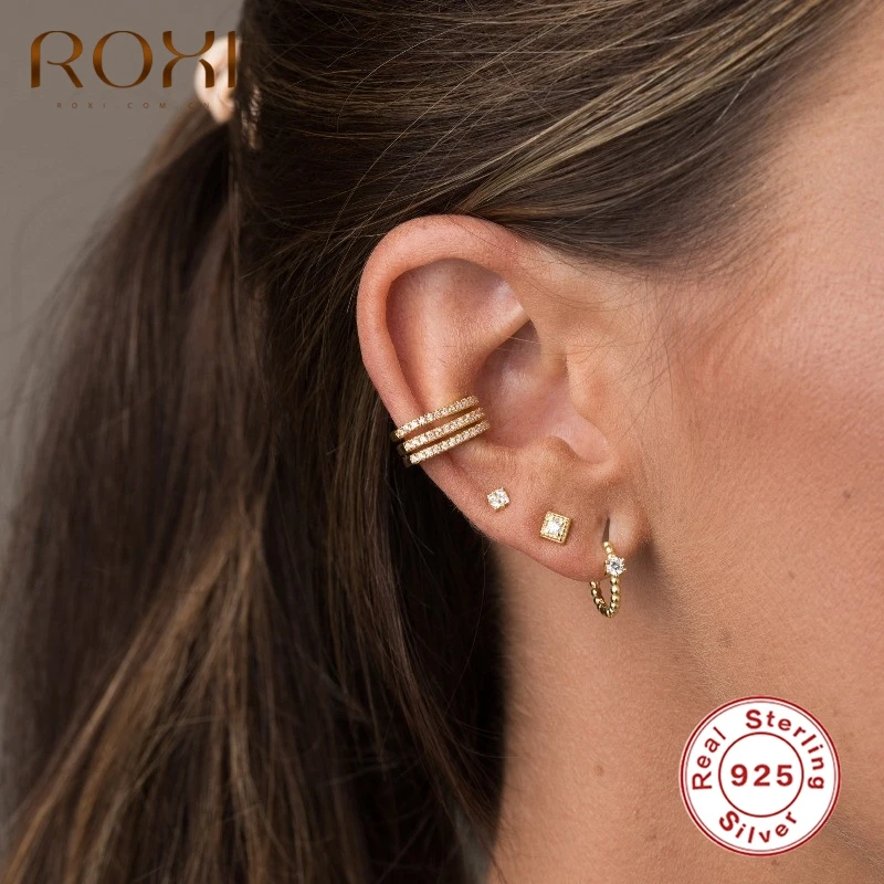 Женские серьги кольца ROXI из серебра 925 пробы с круглыми бусинами|Серьги-кольца| |