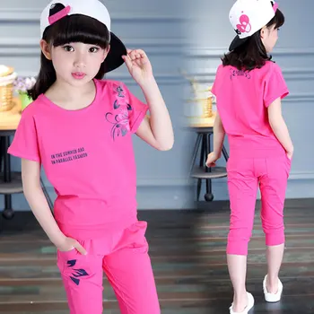 

Girls Sets Summer Kids Clothes Sports Suit Print Children Short Sleeve T-shirt+Shorts Set Girls Summer Clothes 4 6 8 10 12 Years