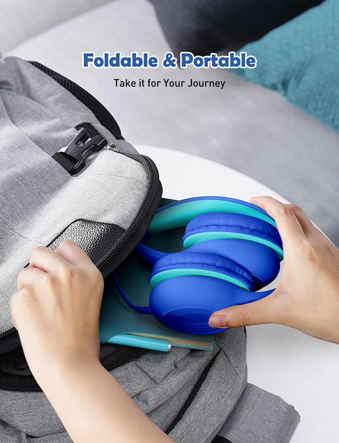 Mpow CH6S Kids Wired Headphones with Mic Folding Over ear Headsets 85DB Volume Limited Hearing Protection Headset for Girls Boys
