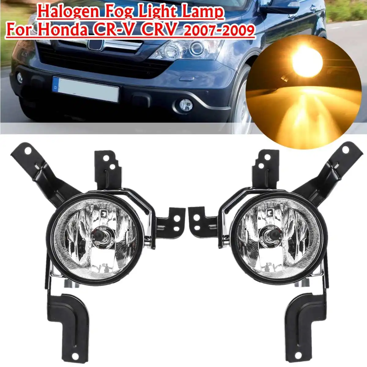 for 2007-2009 Honda CR-V CRV Clear Fog Lights Front Bumper Lamps w//Wiring+Switch