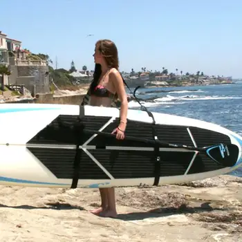 

Adjustable Shoulder Strap Storage Lanyard Seaside Playing with Water Black Nylon Belt Sports Accessories Surfboard Strap