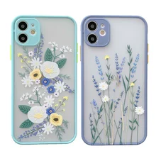 Lavender pattern purple embossed flower new translucent silicone phone case for iphone7 8 7p 8P se2 xs xr xsmax 11 12 12 pro max