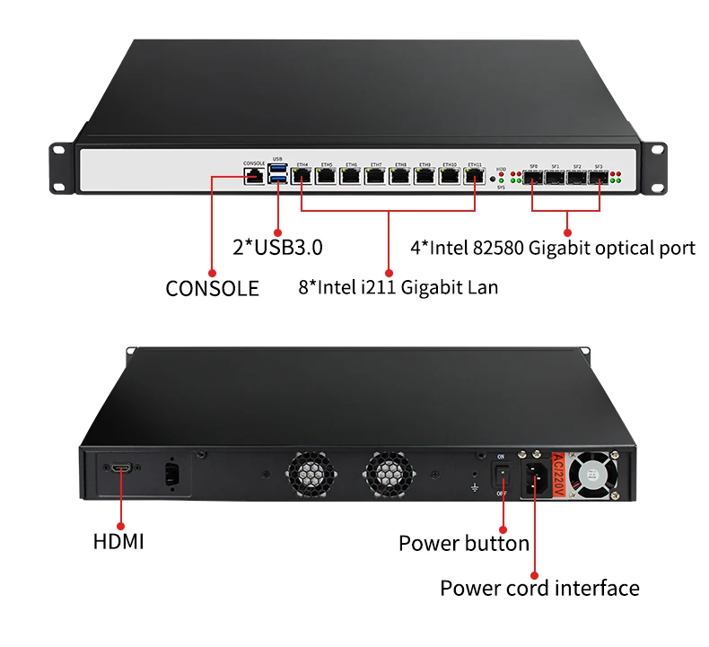 Intel Core i5 9400 Firewall Appliance for PfSense - 1U Rackmount Case, 4 SFP Ports, Firewall Hardware, 8 Description Image.This Product Can Be Found With The Tag Names Barebone Mini PC, Computer Office, Firewall appliance