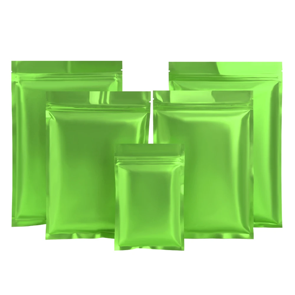 

1000Pcs Tear Notch Dustproof Resealable Packaging Pouches Matte Green Aluminum Mylar Foil Zip Lock Bag for Food Gift Tea Snack