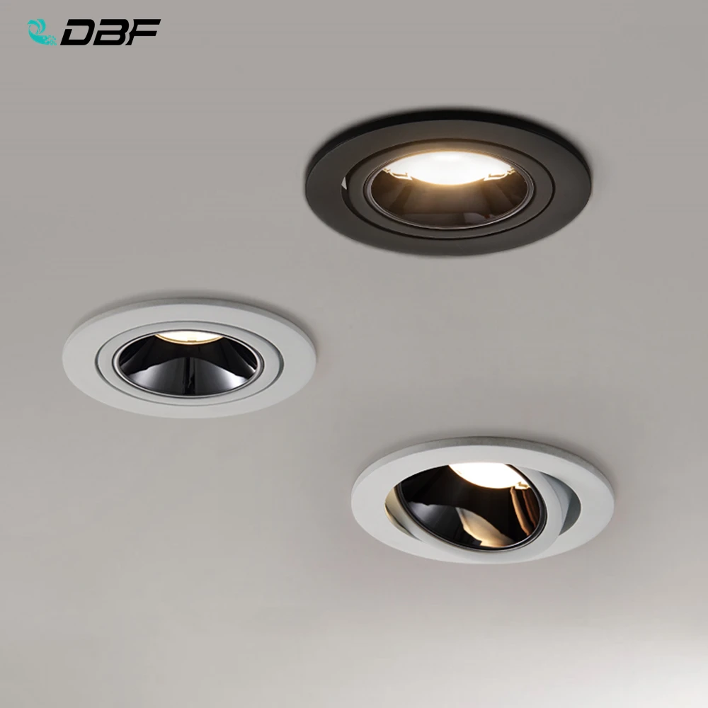 [DBF]2022 New High CRI 90 Anti-Glare LED COB Recessed Downlight 7W 12W Angle Adjustable Ceiling Spot Lights Kitchen Living Room colour changing downlights