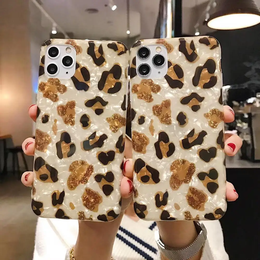 Чехол для iphone 12 Pro X XS max XR роскошный чехол-раковина с леопардовым принтом 6 6s 7 8plus