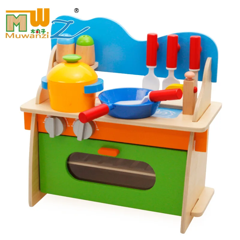 

Assembled Wooden Kitchen Tableware Educational Children Play House Stove Gas Small Kitchen Cooking Set Gift