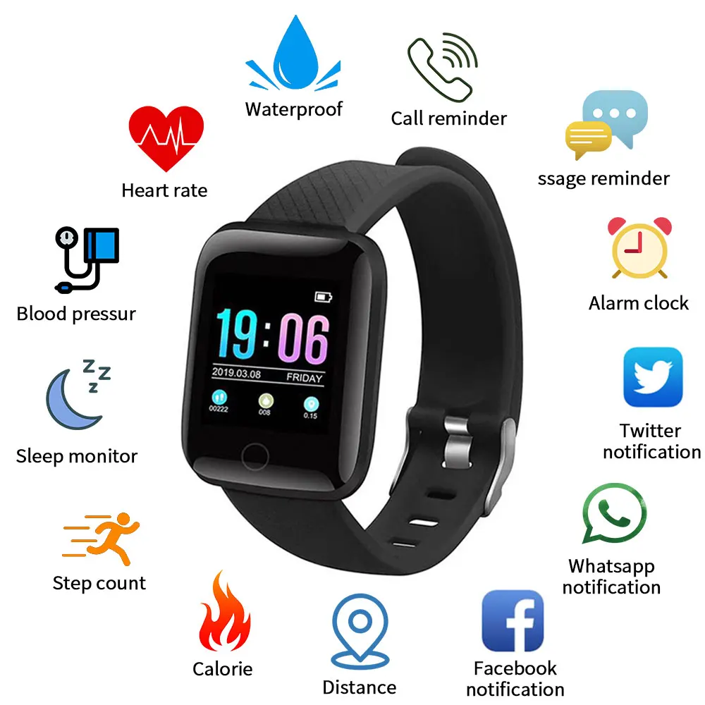 

116 Plus Smart Wristband Smart Bracelet Heart Rate Health Smart Watch Sport Watch Bluetooth Watch Fitness Tracker