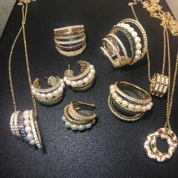 

2020 new s925 sterling silver multi-turn retro multi-layer natural real pearl octagon diamond necklace women brand jewelry