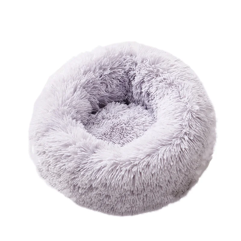 Light grey Кровать для питомца собаки кошки Удобная пончик обнимашка круглая кошка питомник ультра мягкая моющаяся собака и кошка подушка кровать зимний теплый диван - Цвет: Light grey